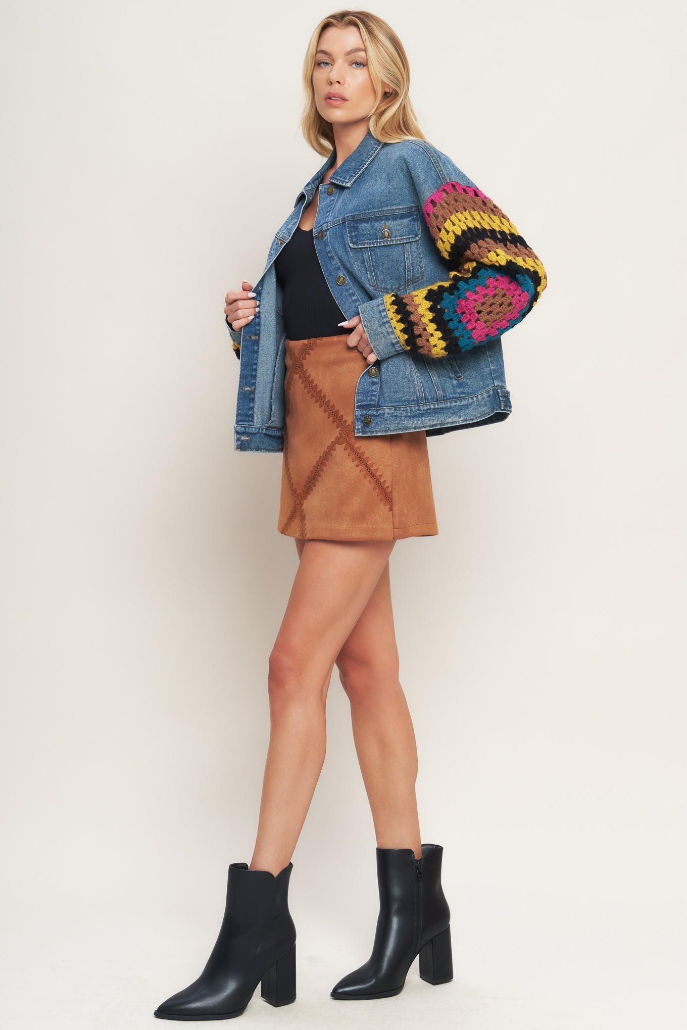 FESTIVAL WEAVE WASHED DENIM JACKET Flying Tomato