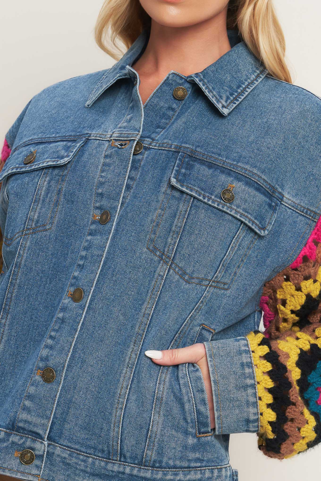 FESTIVAL WEAVE WASHED DENIM JACKET Flying Tomato