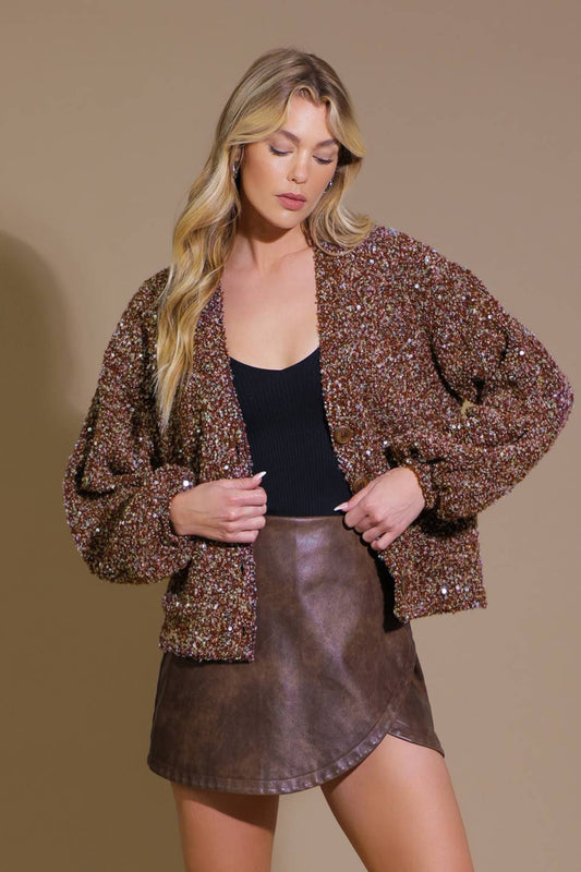 STARLIT PATHWAYS SEQUIN EMBELLISHED CARDIGAN Flying Tomato