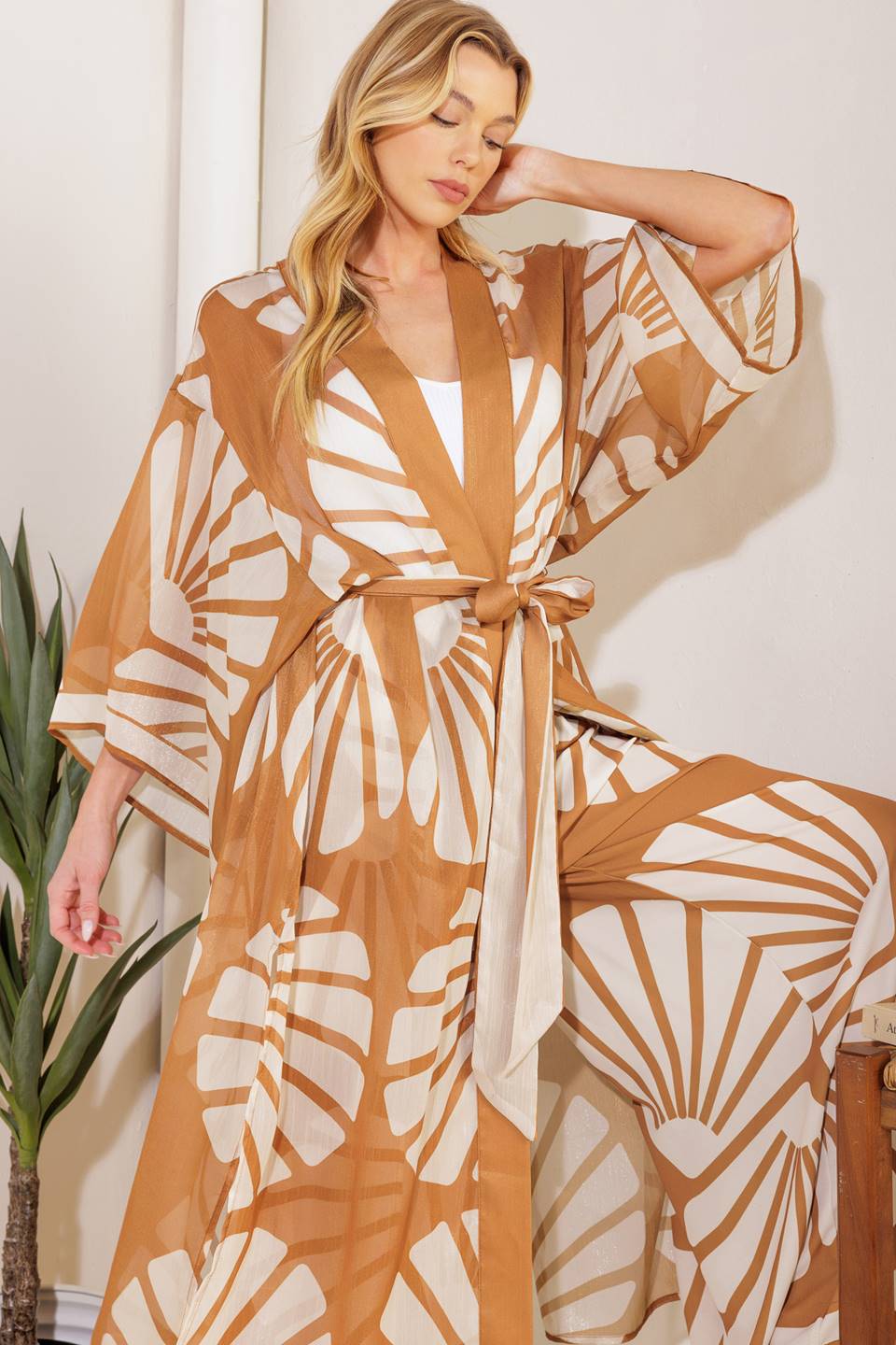 LOVE IN WAITING WOVEN KIMONO AND PANT SET