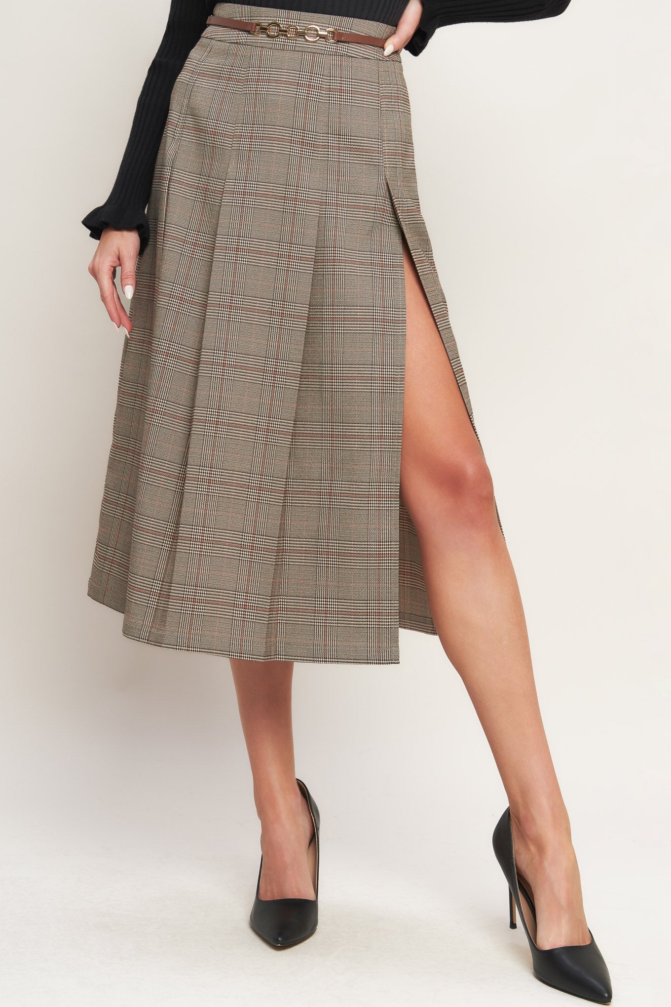 BRITISH TRACE WOVEN MIDI SKIRT Flying Tomato