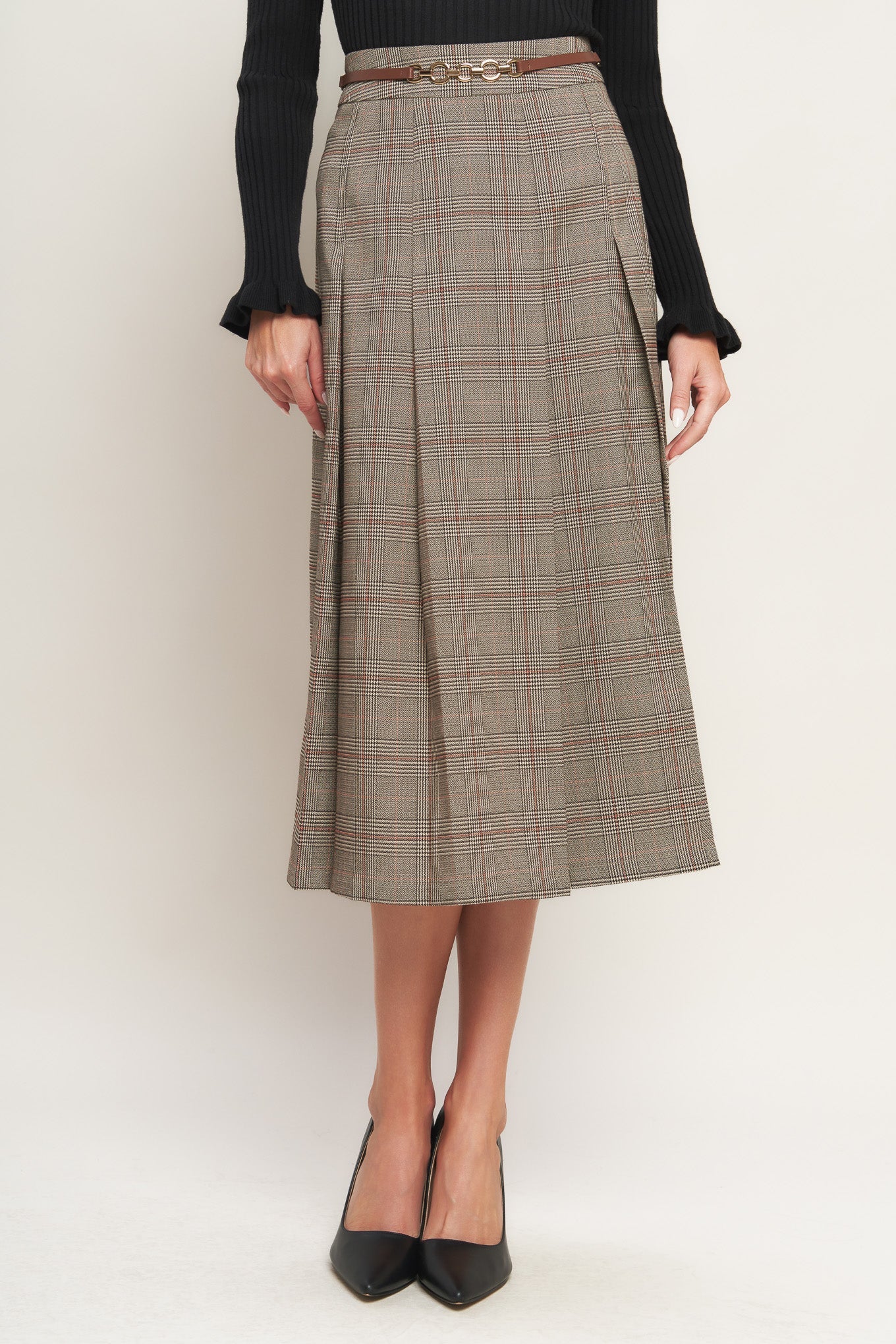 BRITISH TRACE WOVEN MIDI SKIRT Flying Tomato