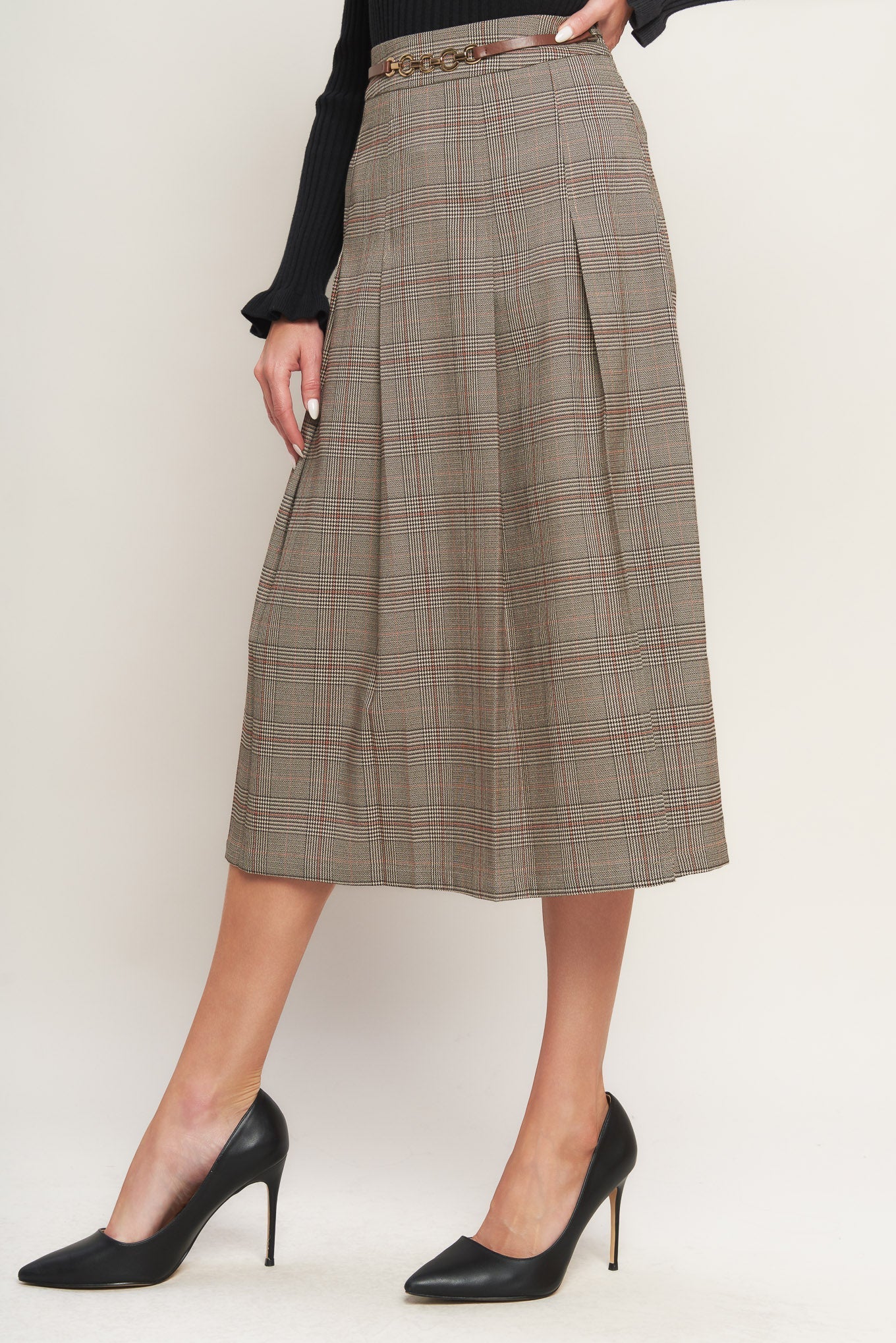 BRITISH TRACE WOVEN MIDI SKIRT Flying Tomato
