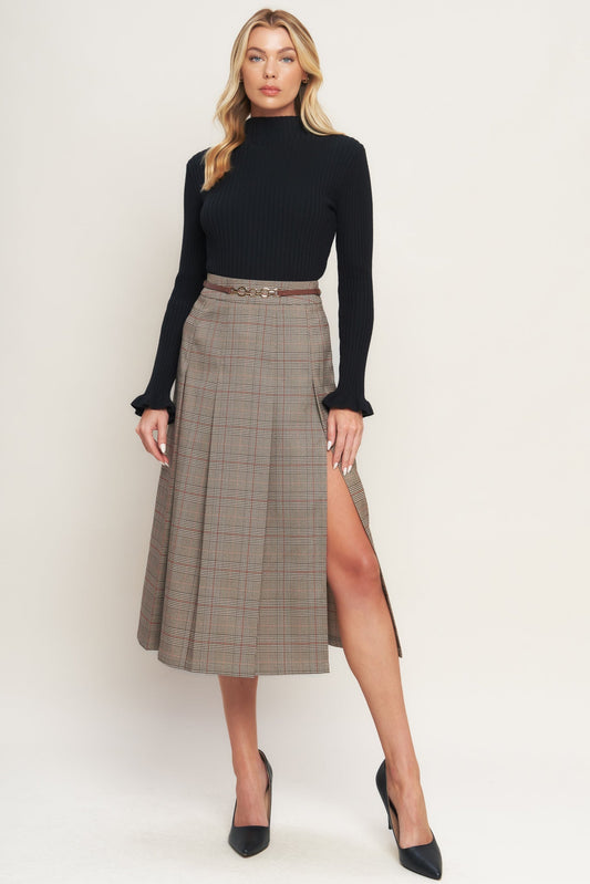 BRITISH TRACE WOVEN MIDI SKIRT Flying Tomato
