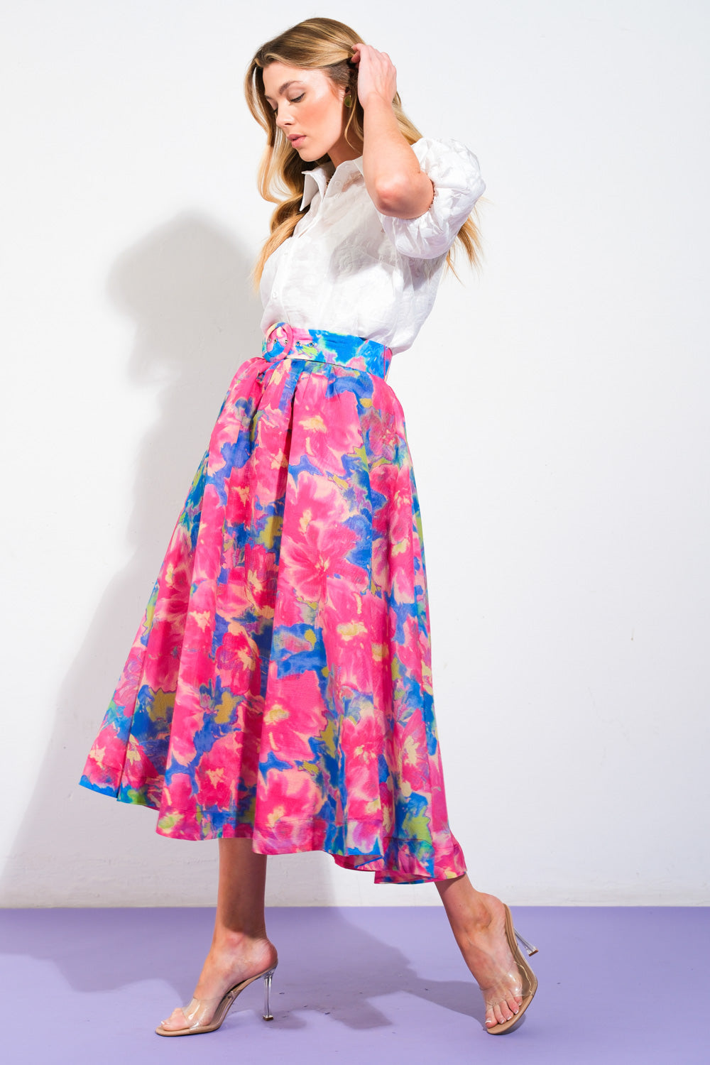 SWEET VISION WOVEN MIDI SKIRT Flying Tomato