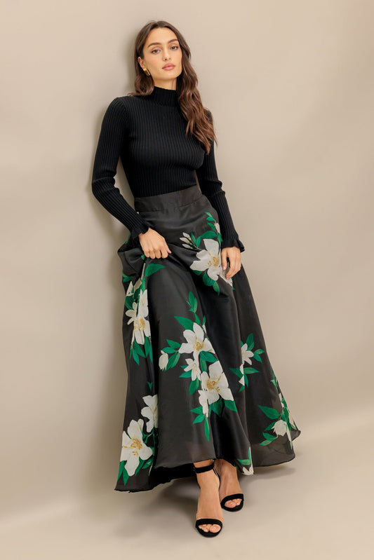 ELEGANT WILDFLOWER WOVEN MAXI SKIRT Flying Tomato
