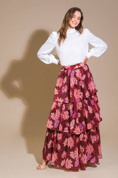 GARDEN ROMANCE WOVEN MAXI SKIRT