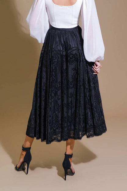 EASE MY MIND VELVET MIDI SKIRT