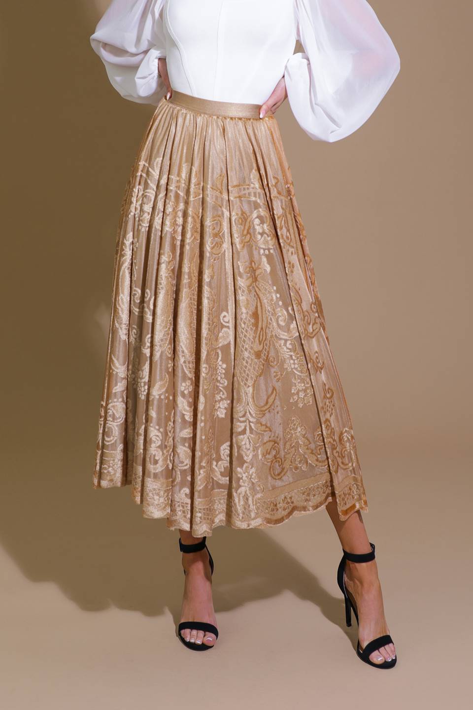 EASE MY MIND VELVET MIDI SKIRT Flying Tomato