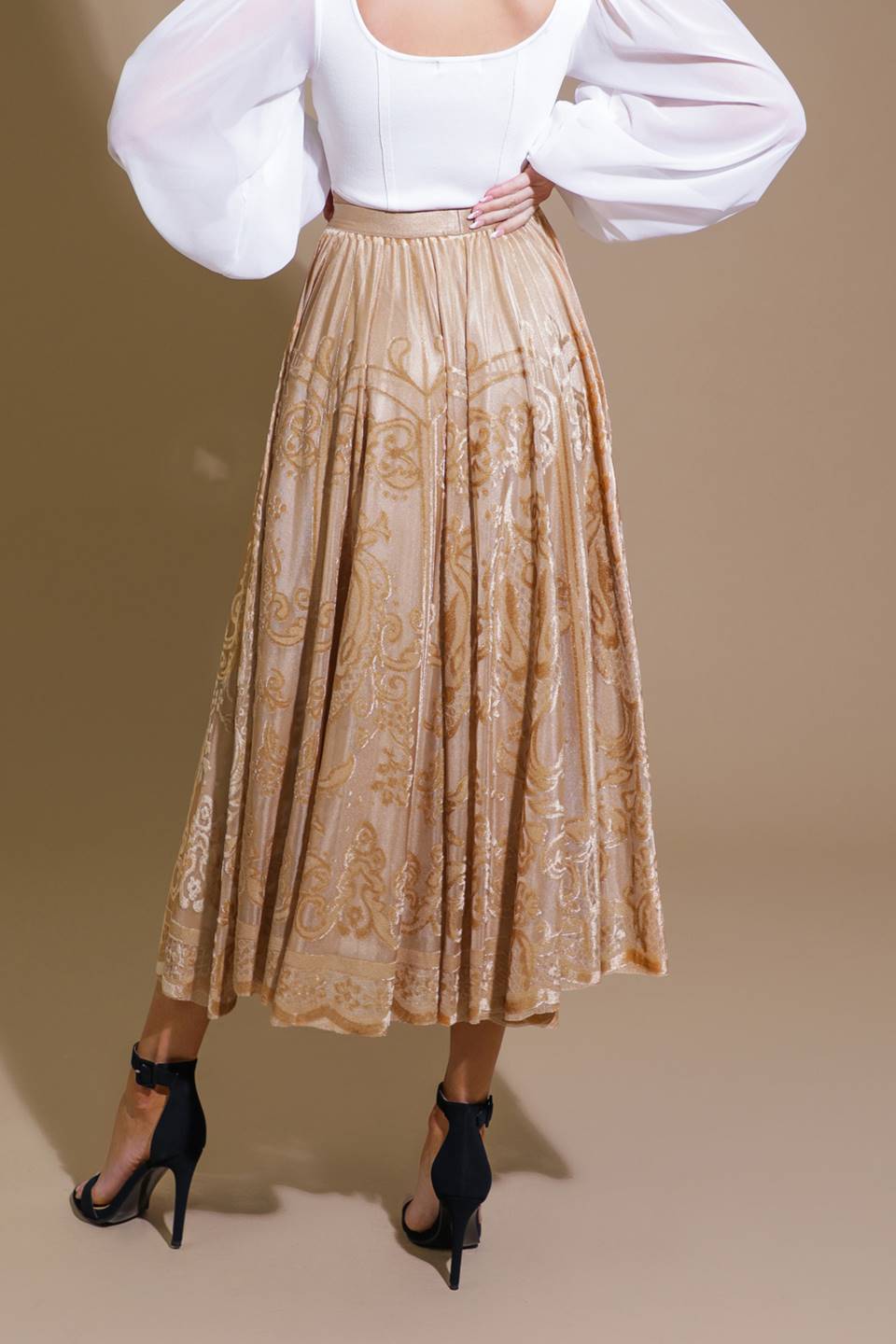 EASE MY MIND VELVET MIDI SKIRT Flying Tomato