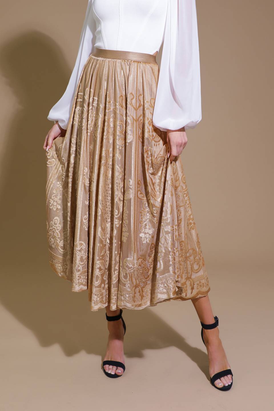 EASE MY MIND VELVET MIDI SKIRT Flying Tomato