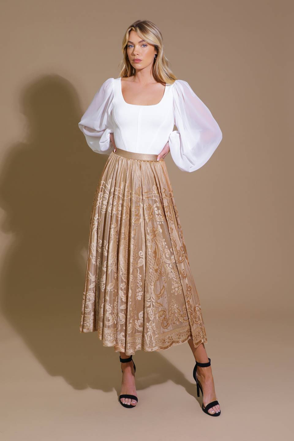 EASE MY MIND VELVET MIDI SKIRT Flying Tomato