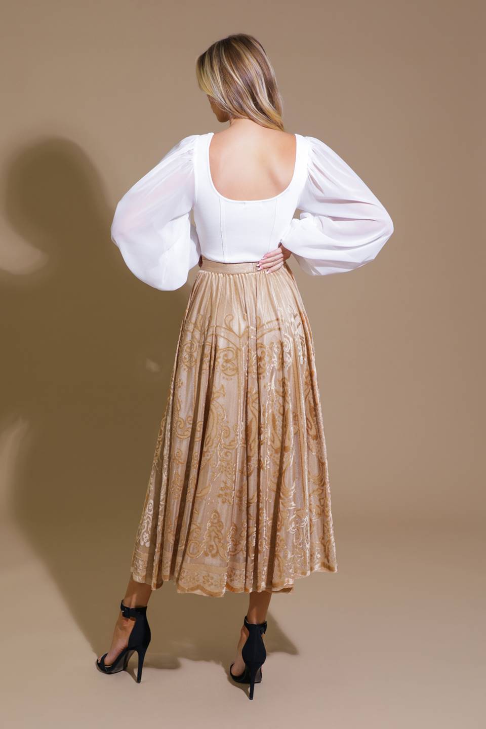 EASE MY MIND VELVET MIDI SKIRT Flying Tomato