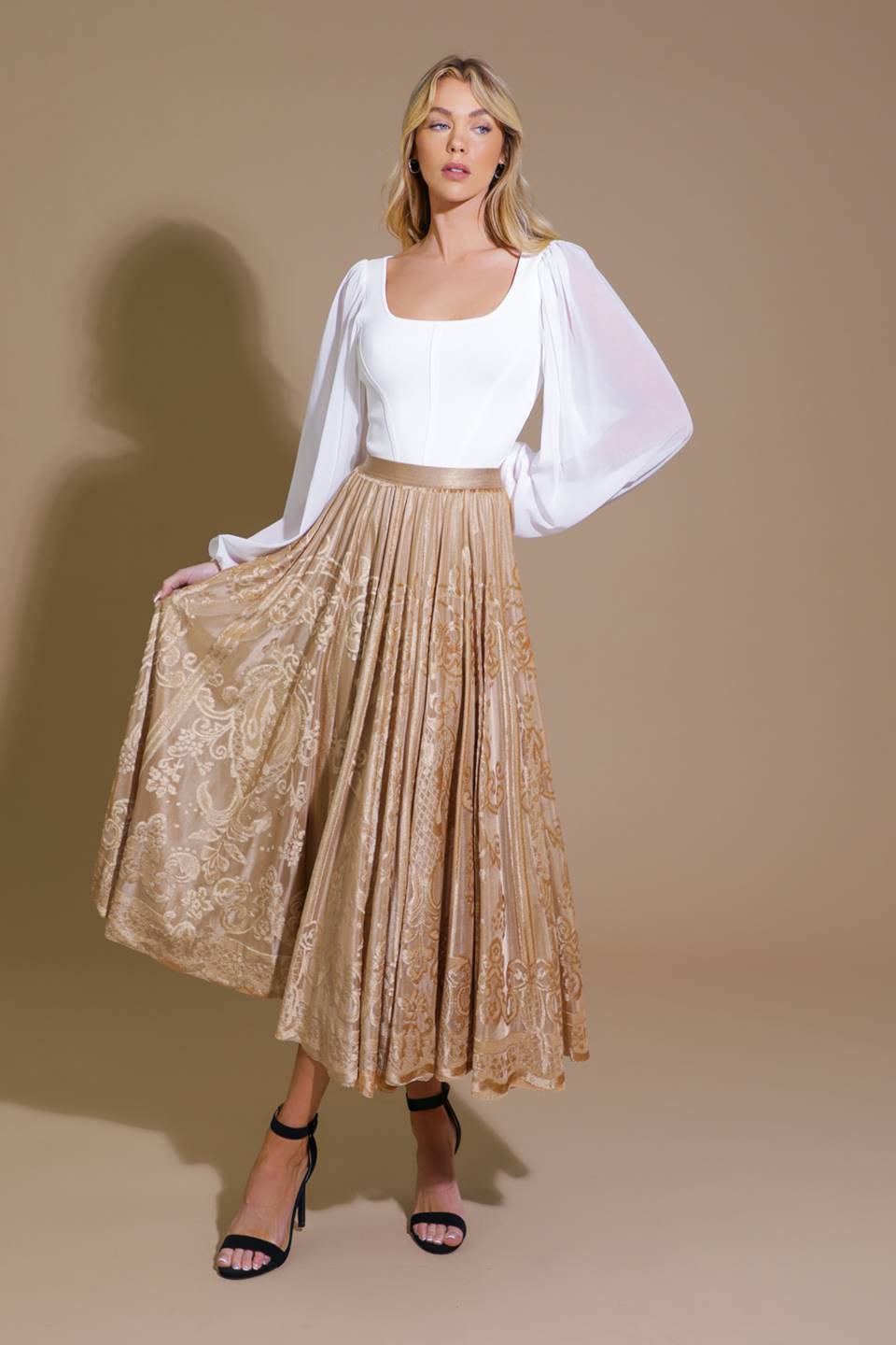 EASE MY MIND VELVET MIDI SKIRT Flying Tomato