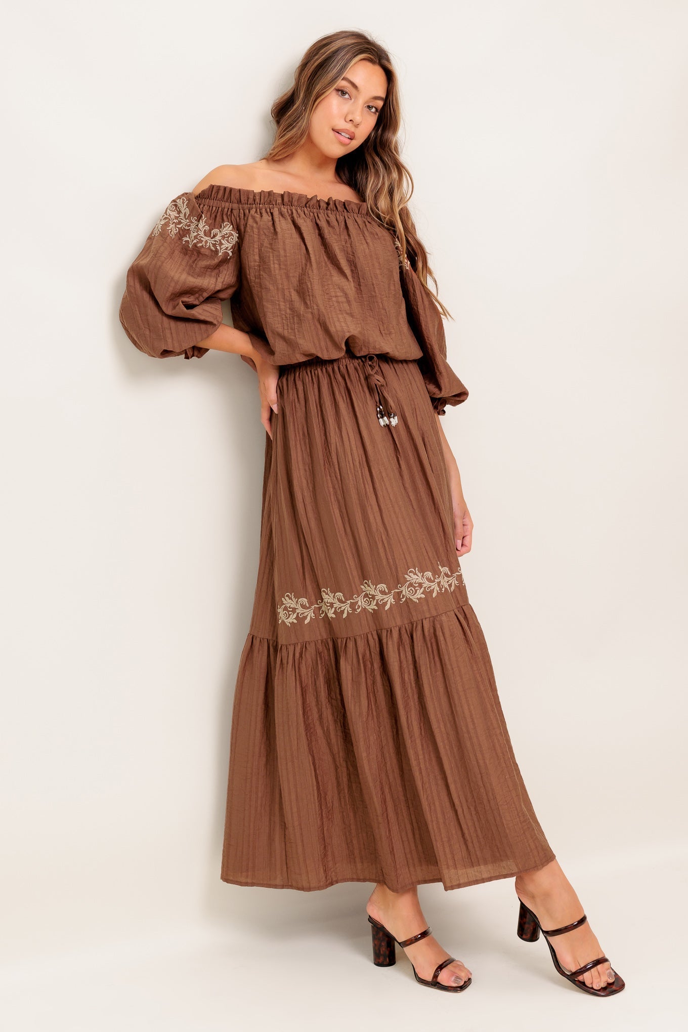 FULL SPEED AHEAD BROWN WOVEN MAXI SKIRT Flying Tomato