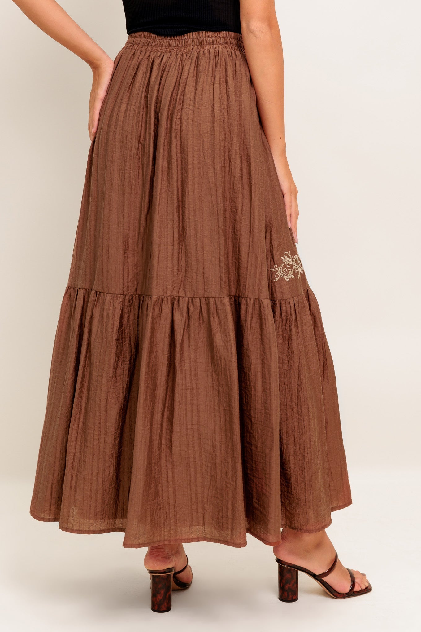FULL SPEED AHEAD BROWN WOVEN MAXI SKIRT Flying Tomato