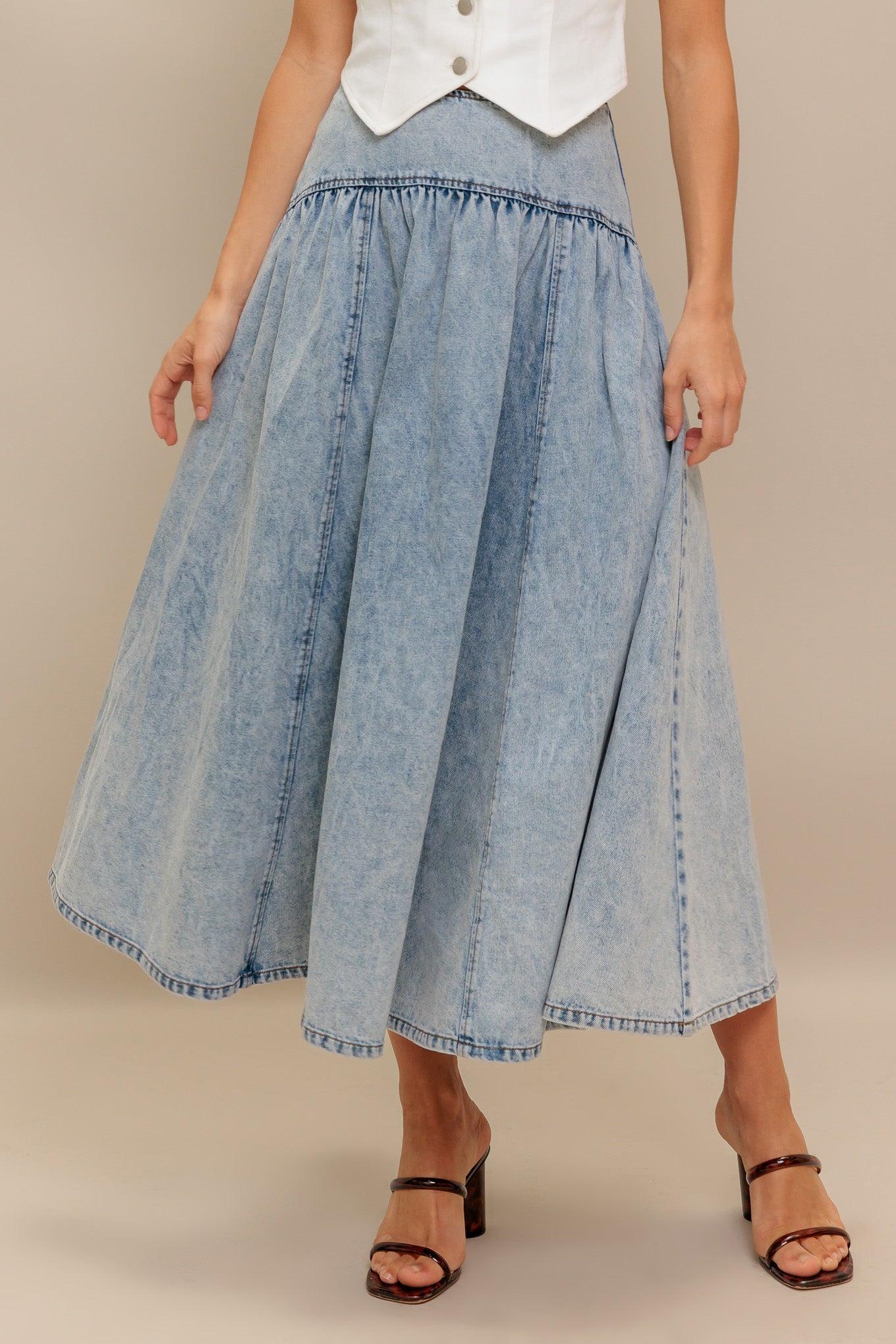 AMERICAN BLEND DENIM MIDI SKIRT Flying Tomato