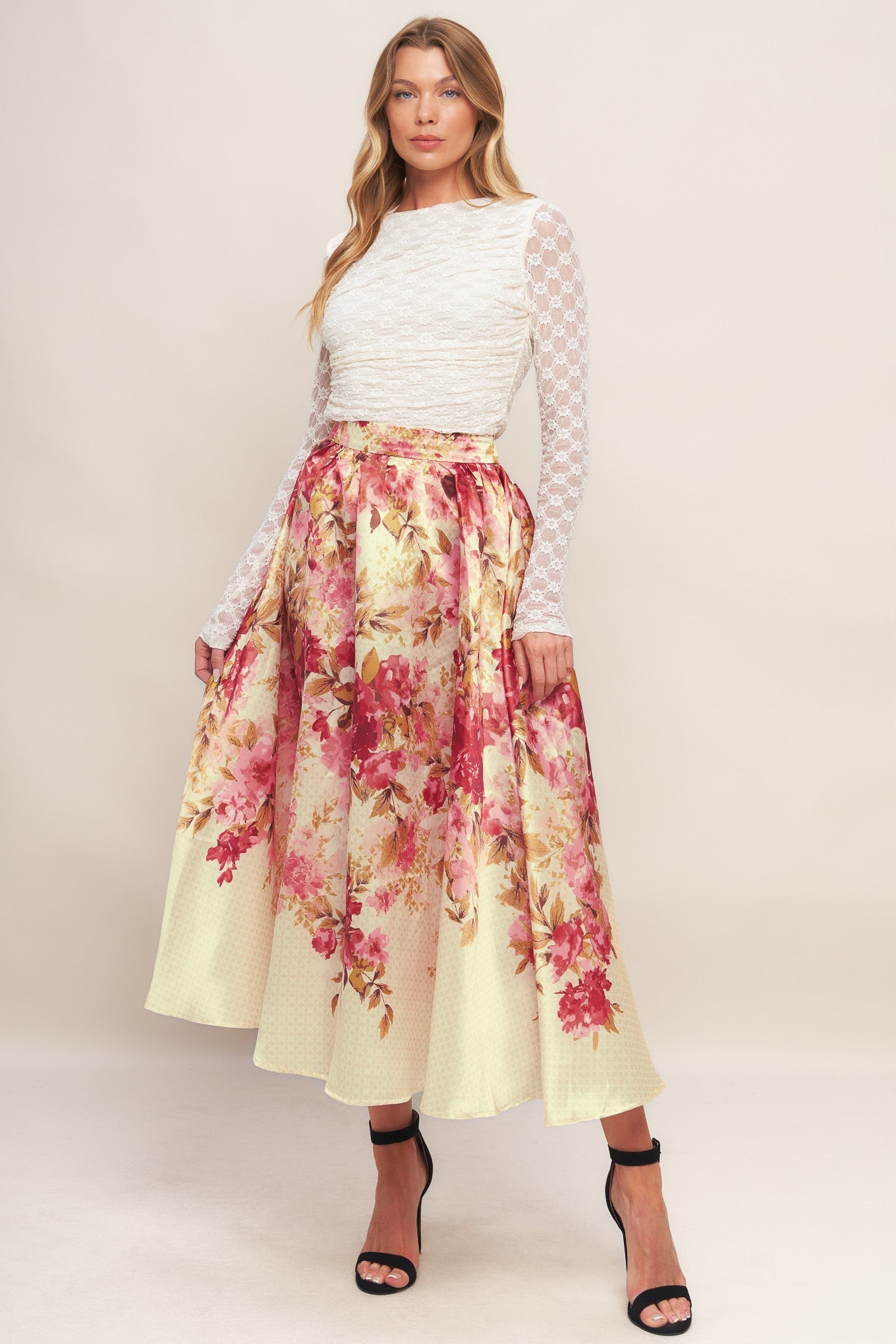 BLOSSOM DREAM BALLERINA WOVEN FULL MIDI SKIRT Flying Tomato