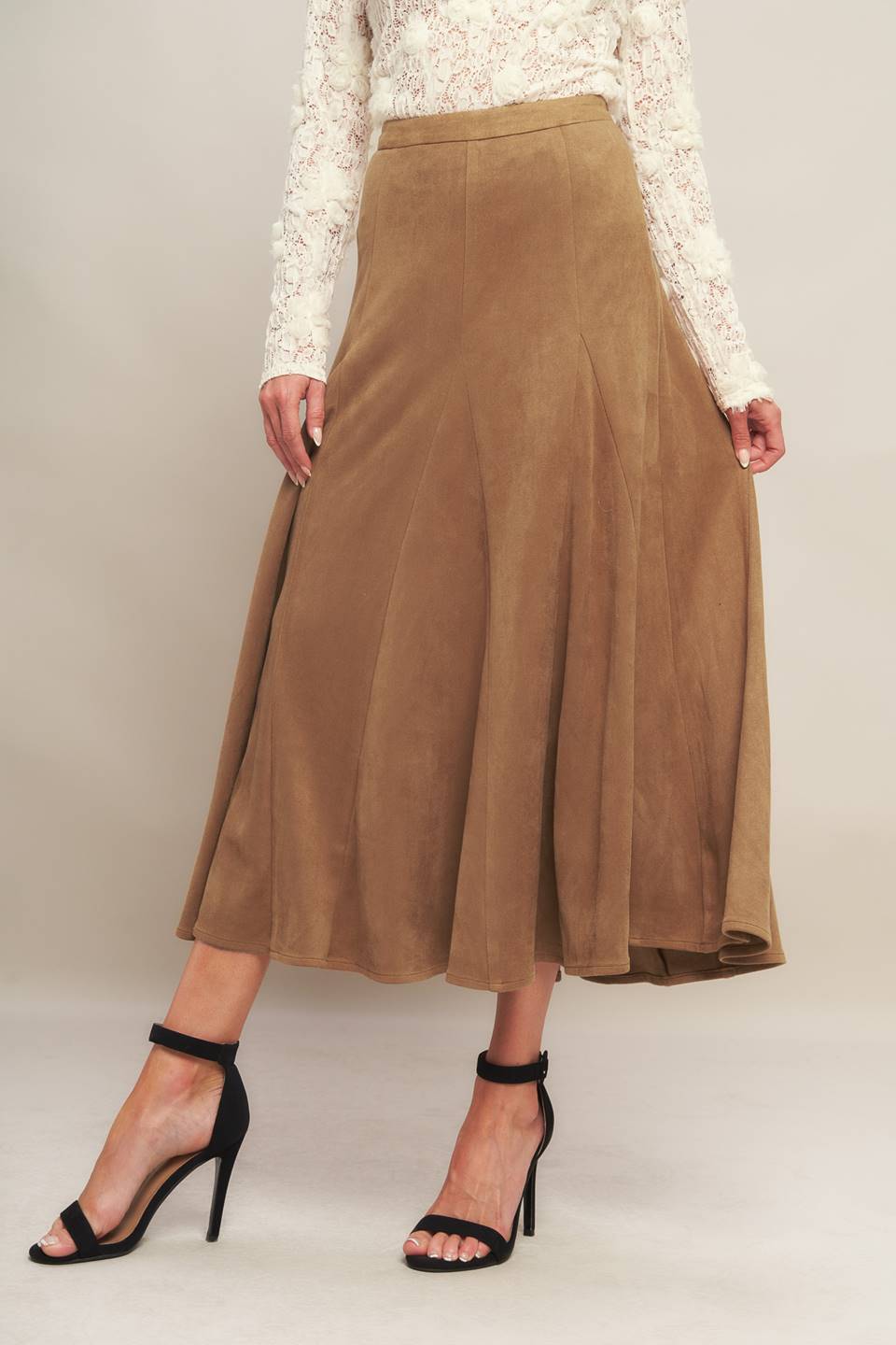 URBAN CHIC FAUX SUEDE MIDI SKIRT Flying Tomato