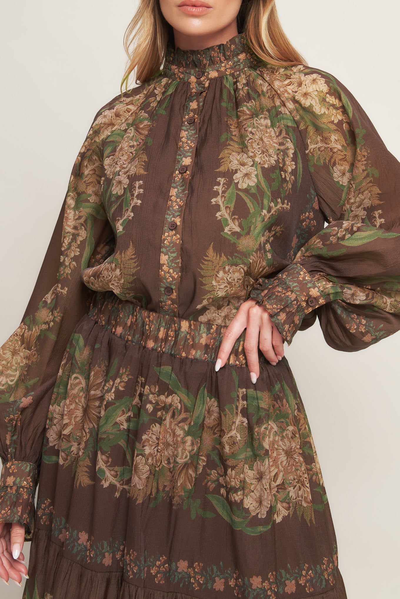 Celebrity Moment Woven Maxi Skirt Elastic Waist Print Flying Tomato