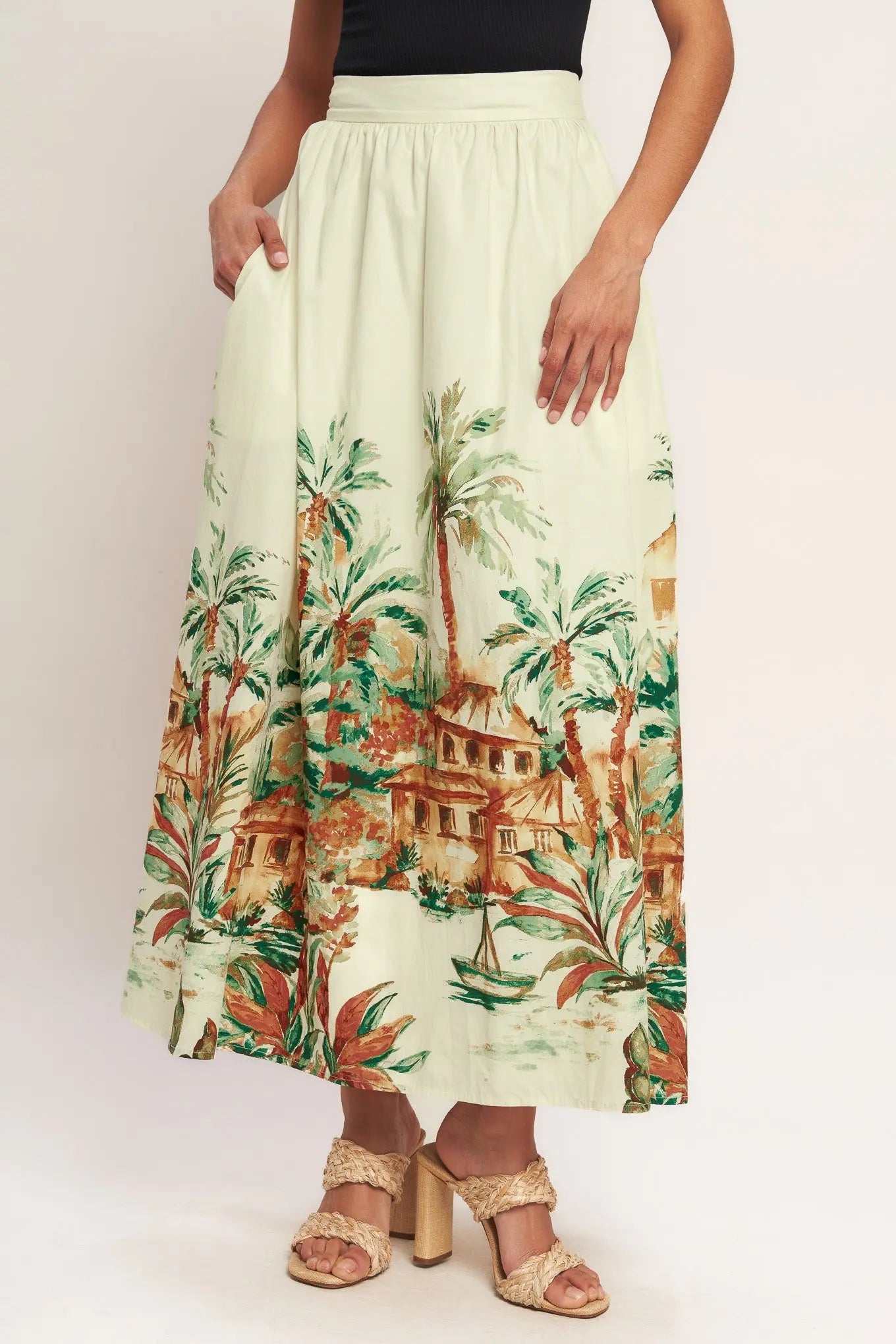 ISLAND TIME ONLY WOVEN MIDI FULL SKIRT Flying Tomato