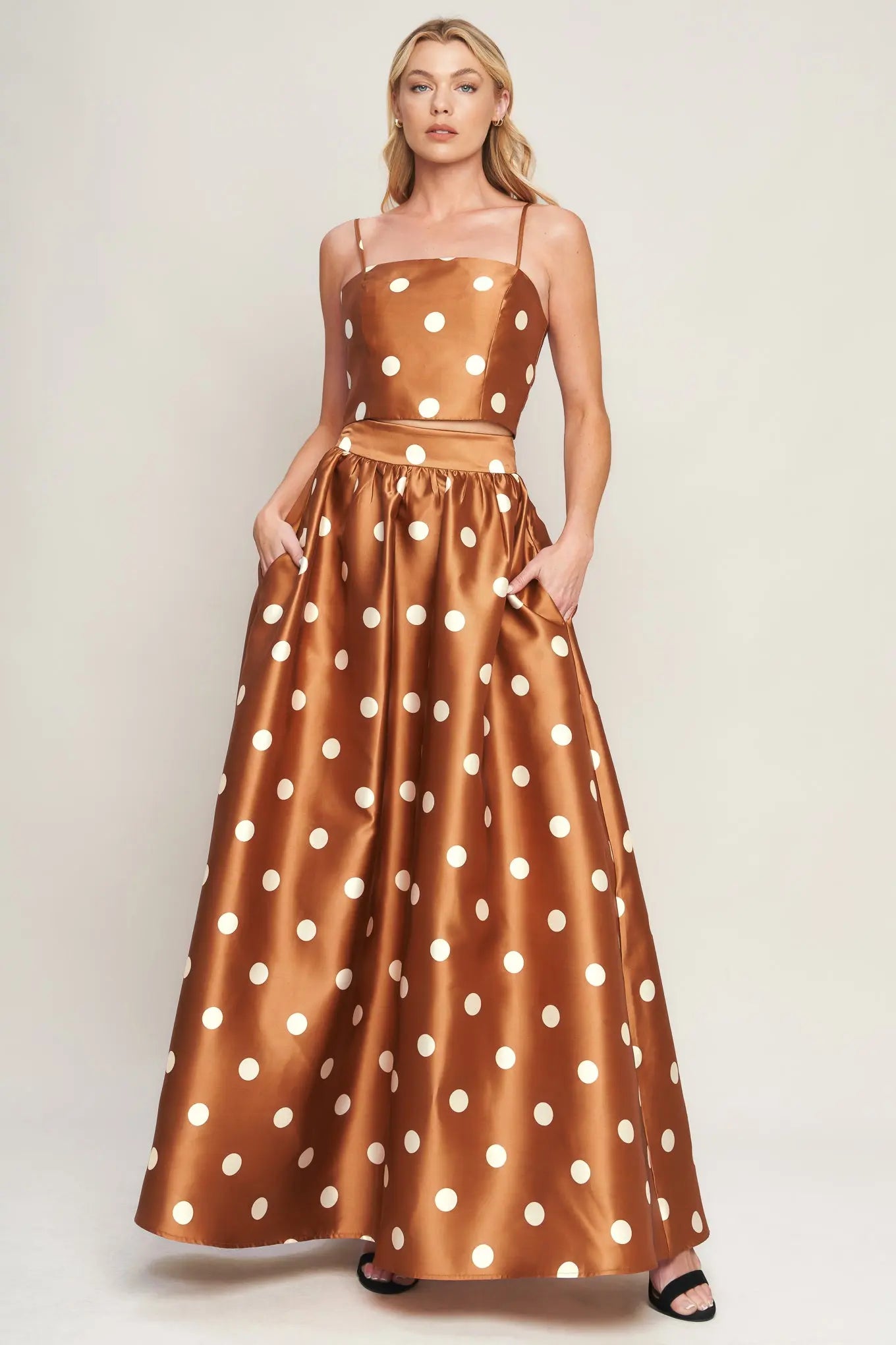 CHIC POLKA FLOW WOVEN FULL MAXI SKIRT Flying Tomato