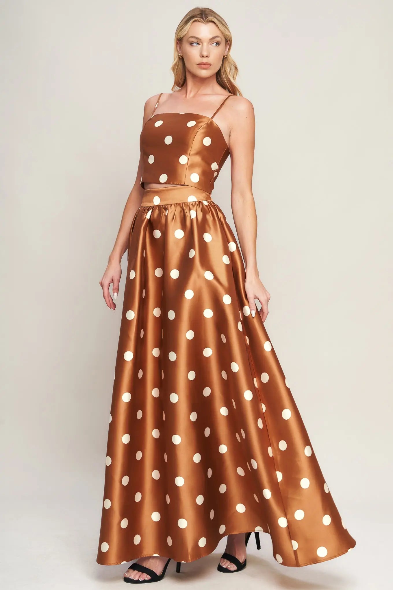 CHIC POLKA FLOW WOVEN FULL MAXI SKIRT Flying Tomato