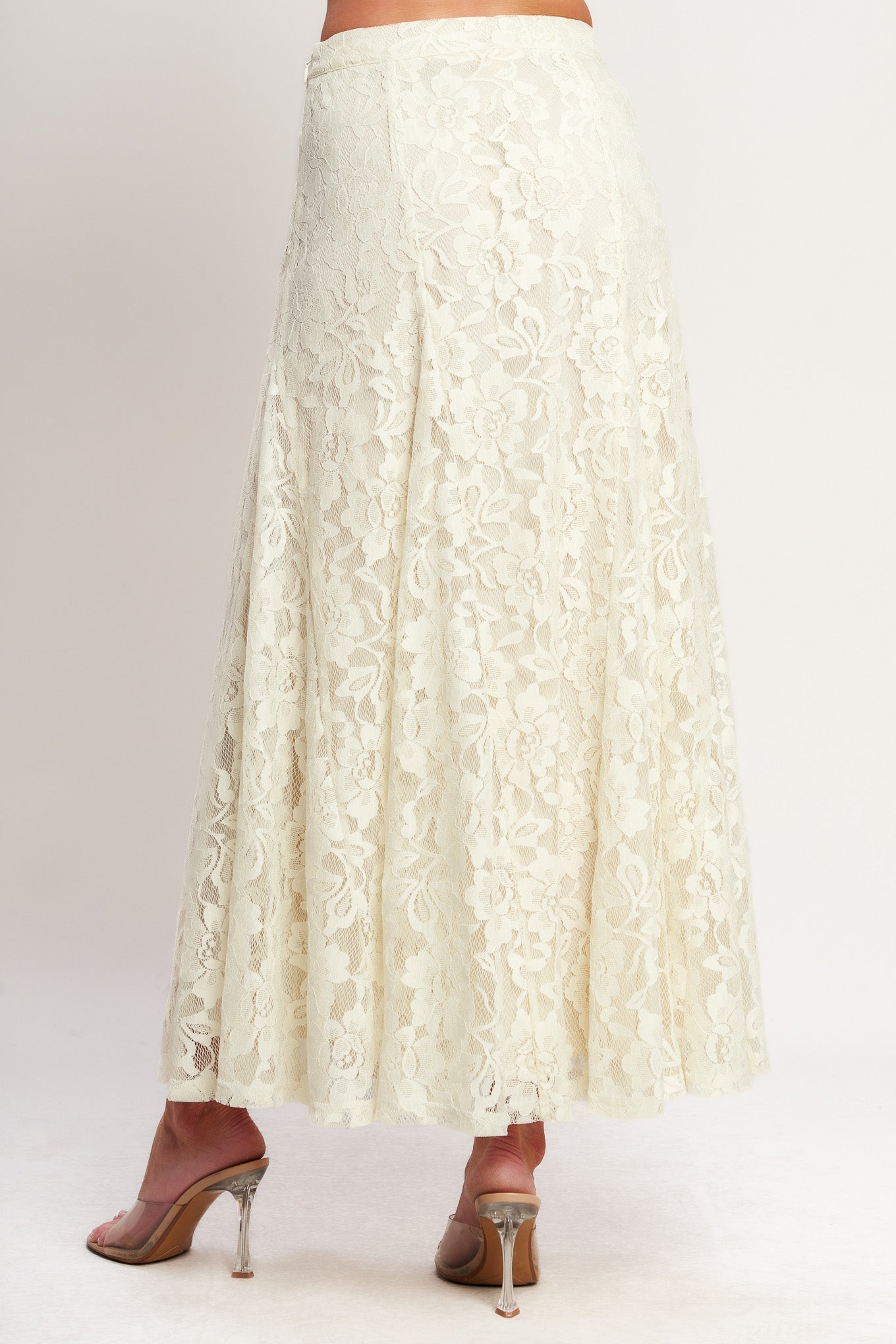 Ballet Muse Woven Lace Midi Skirt With Side Zipper Flying Tomato
