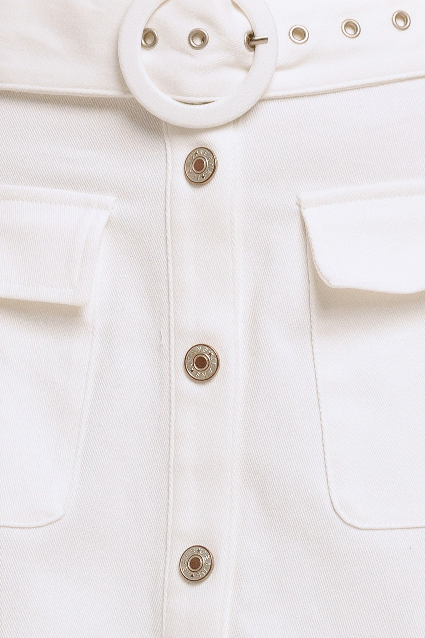 White Western Style Midi Skirt With Self Belt Front Button Down Pockets Flying Tomato