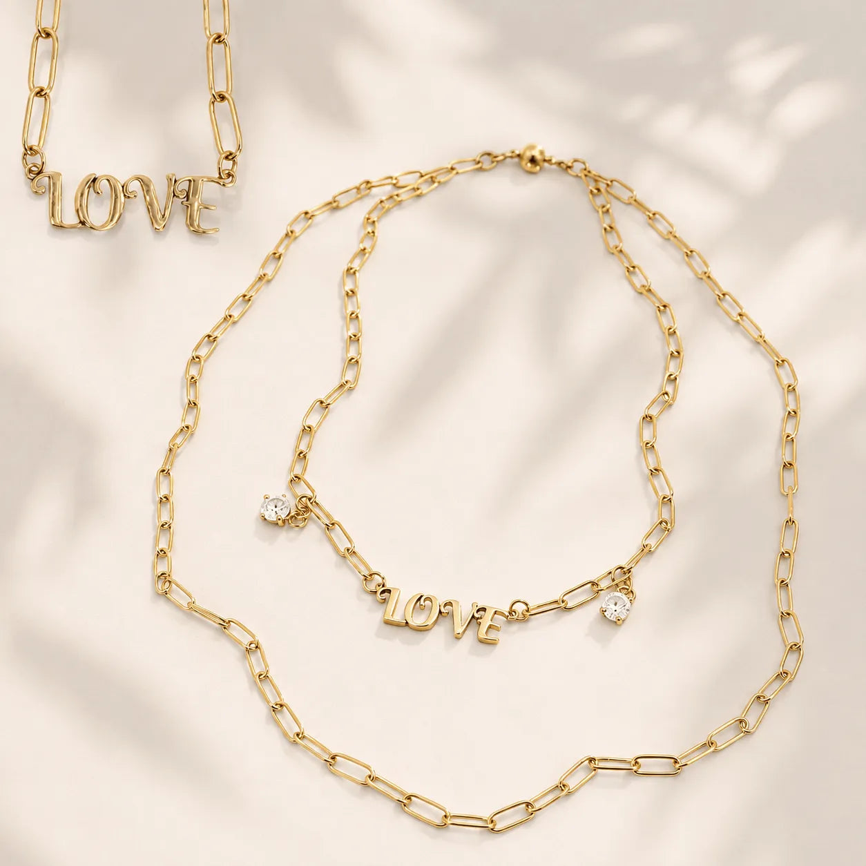 Detailed view of the Katia Designs Love Long Chain Necklace, showcasing its refined craftsmanship and delicate links.