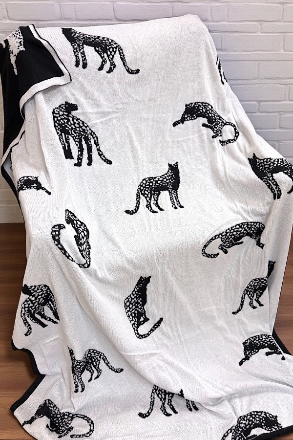 Black And Ivory Cheetah Luxury Throw Blanket For Sofa Nash Grey Wholesale