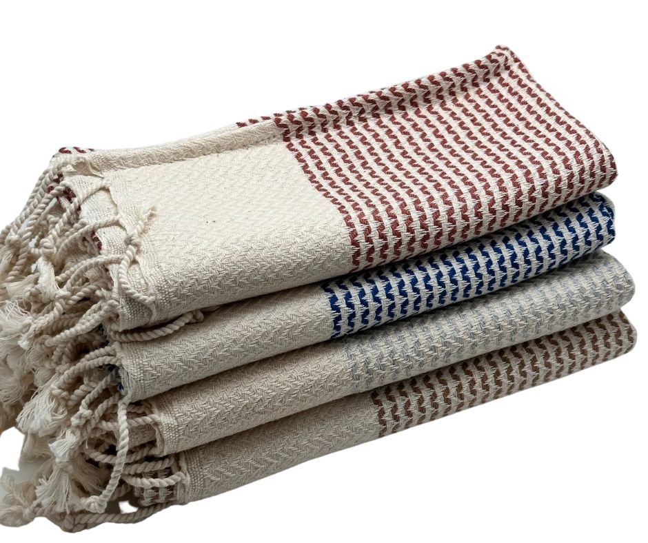 Dotty Hand Towel 100 Percent Natural Turkish Cotton 17 Inch W x 39 Inch L Eco Friendly Quick Drying Soft and Absorbent - Love Salve 