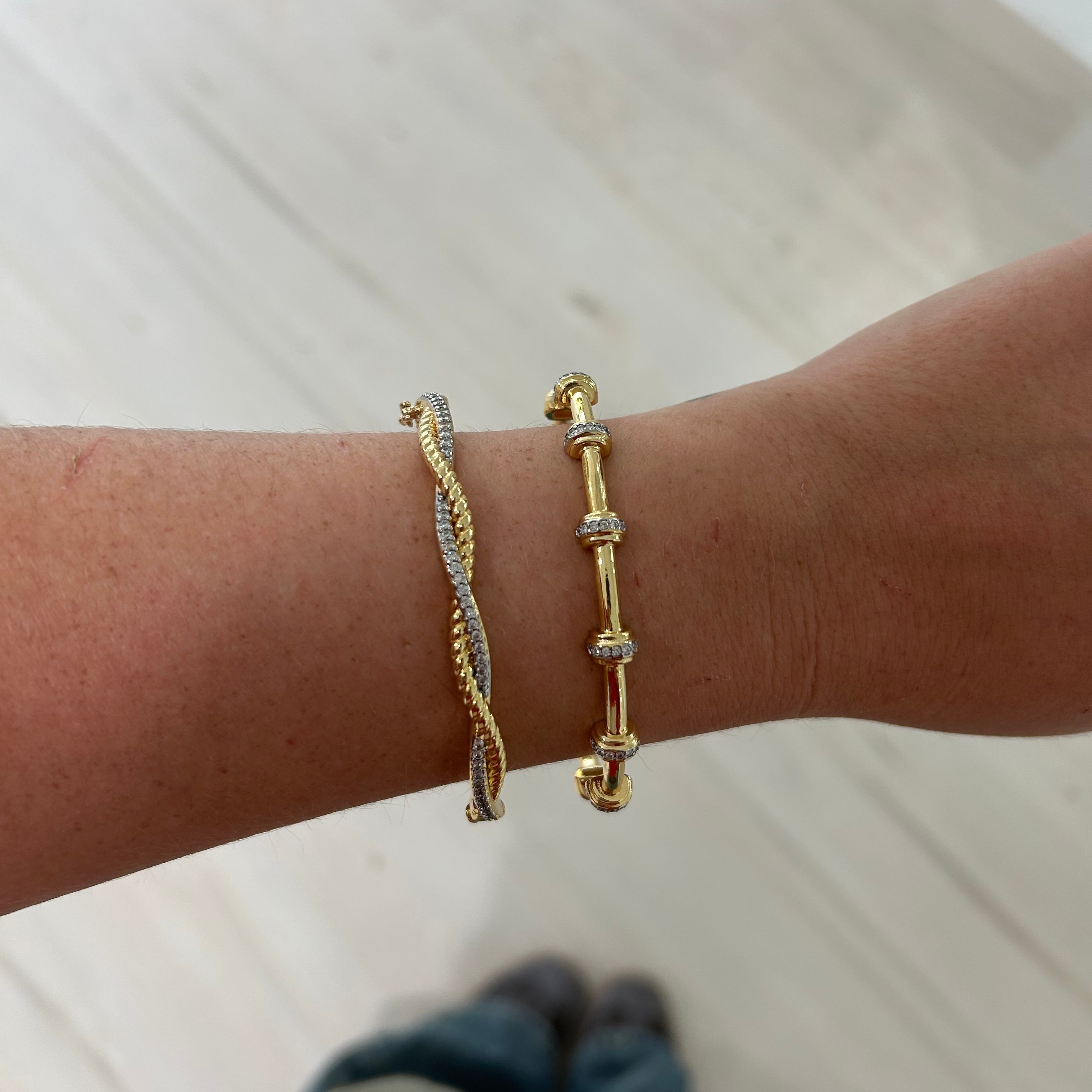 Pave Two Tone Studded Cuff