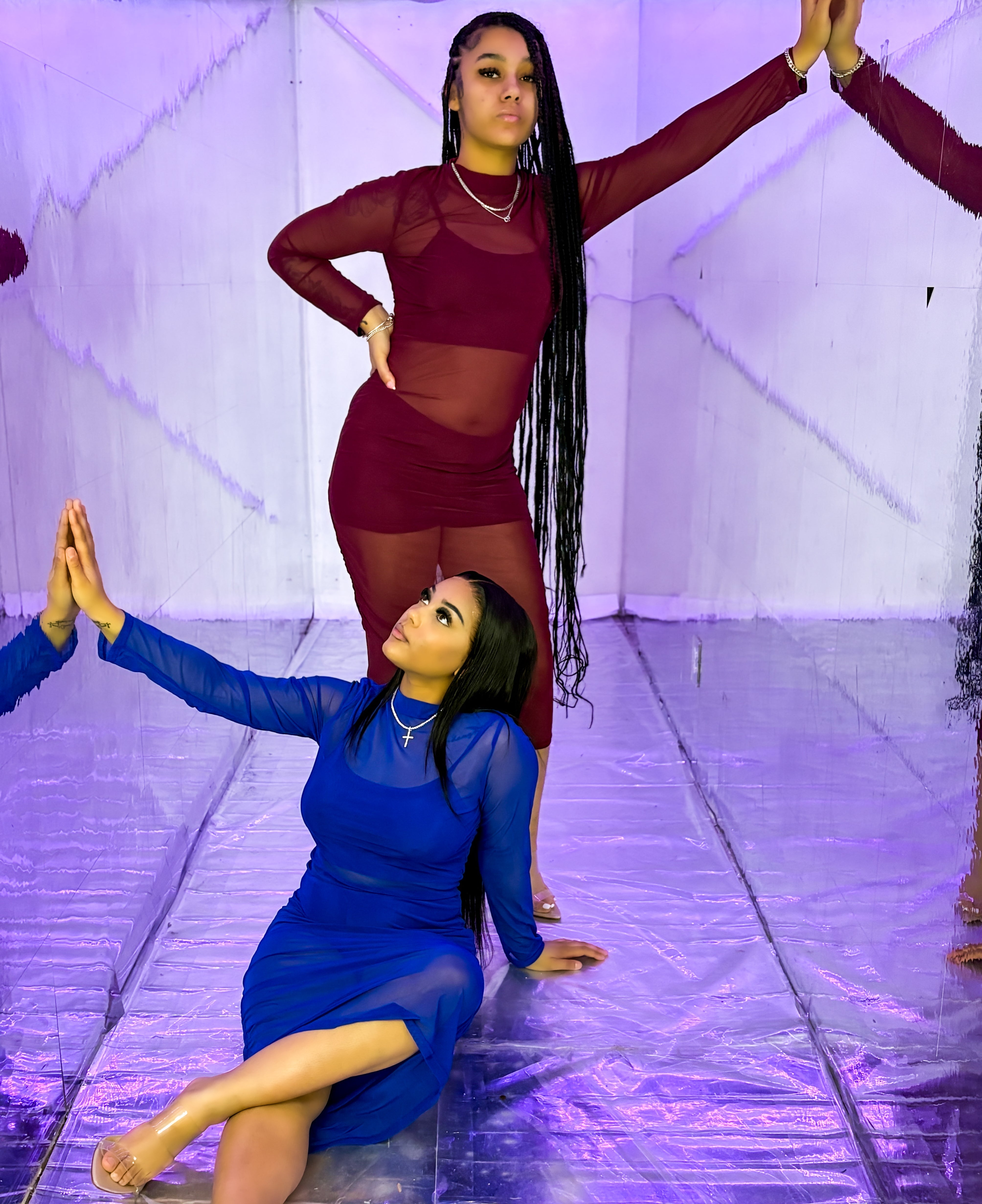 Triple Threat Mesh Magic: 3-Piece Crop Top, High Waist Shorts & Sheer Dress Set Coco’s Tee Boutique