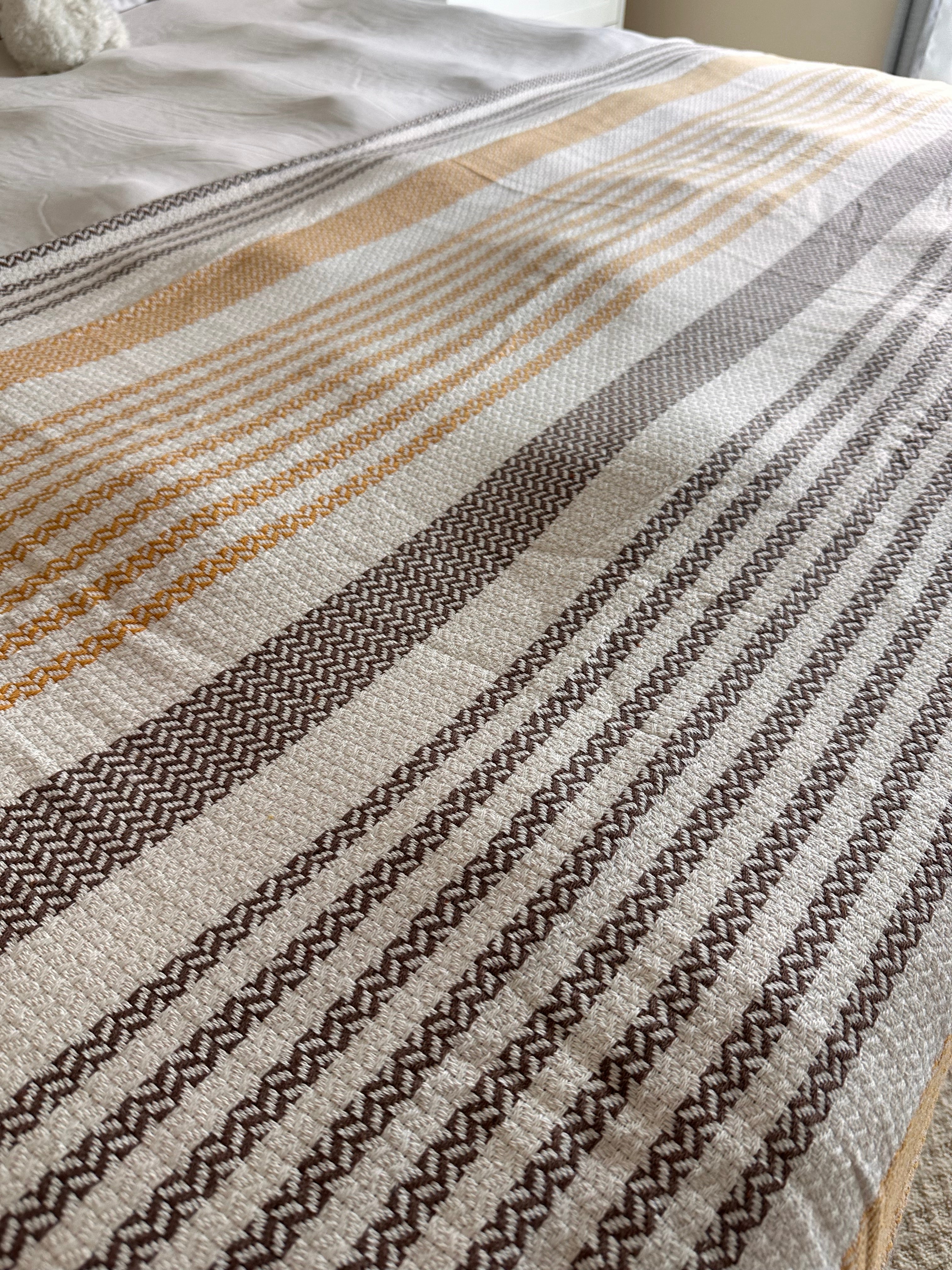 Cotton Brown Pom Pom Bedspread 110 x 118 Inches - Love Salve 