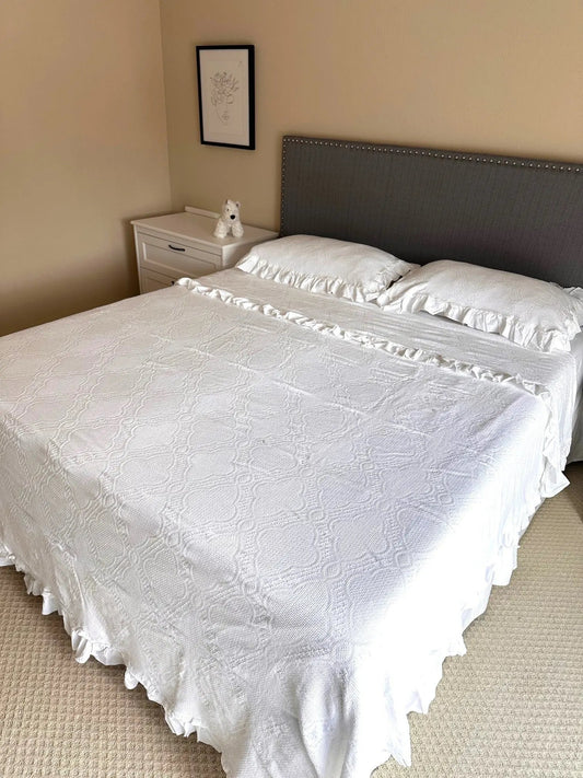 Cotton White Lace Bedspread with Matching Shams for King and Queen Beds - Love Salve 