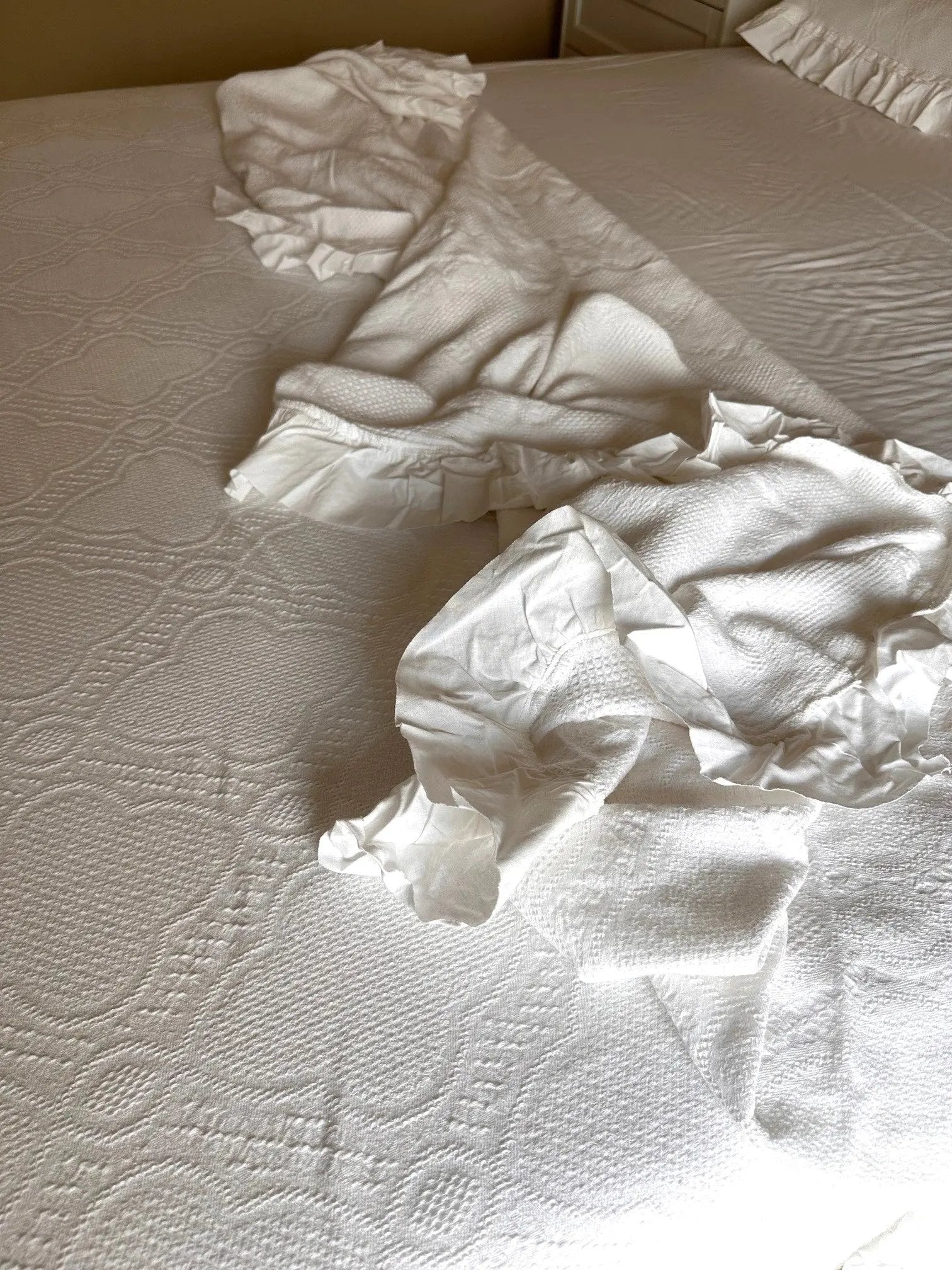 Cotton White Lace Bedspread with Matching Shams for King and Queen Beds - Love Salve 