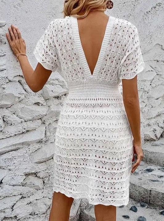 Deep v eyelet cover up dress Miss Sparkling