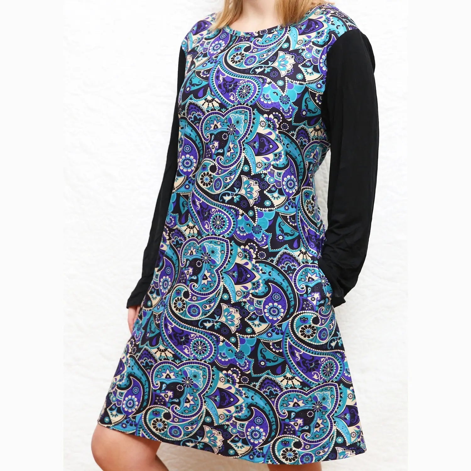 Paisley Long Sleeve Dress with Pockets MM
