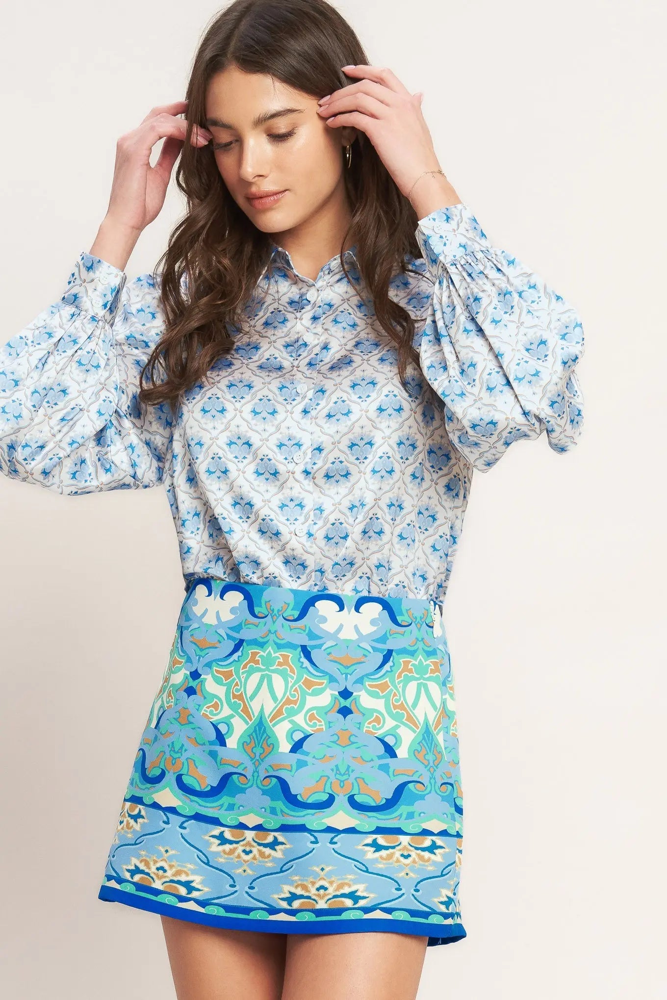 MOROCCAN MUSE BLUE WOVEN SKORT Flying Tomato