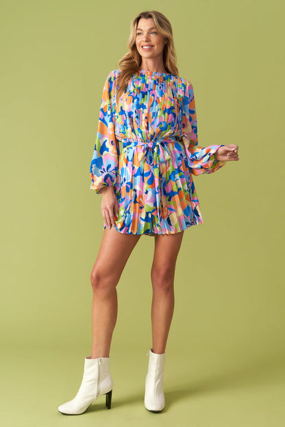 Yes Please Woven Romper with Printed Design and Sleeves