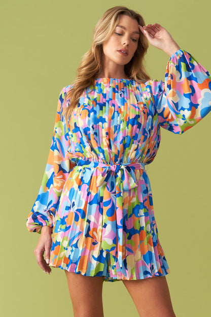 Yes Please Woven Romper with Printed Design and Sleeves