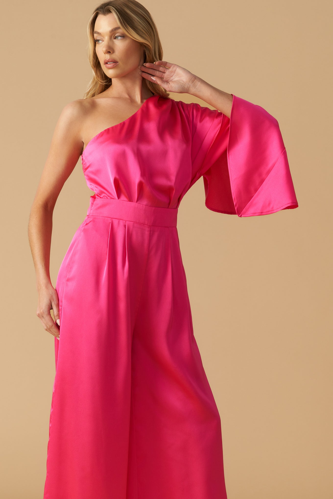 DOWN MEMORY LANE WOVEN SATIN JUMPSUIT Flying Tomato