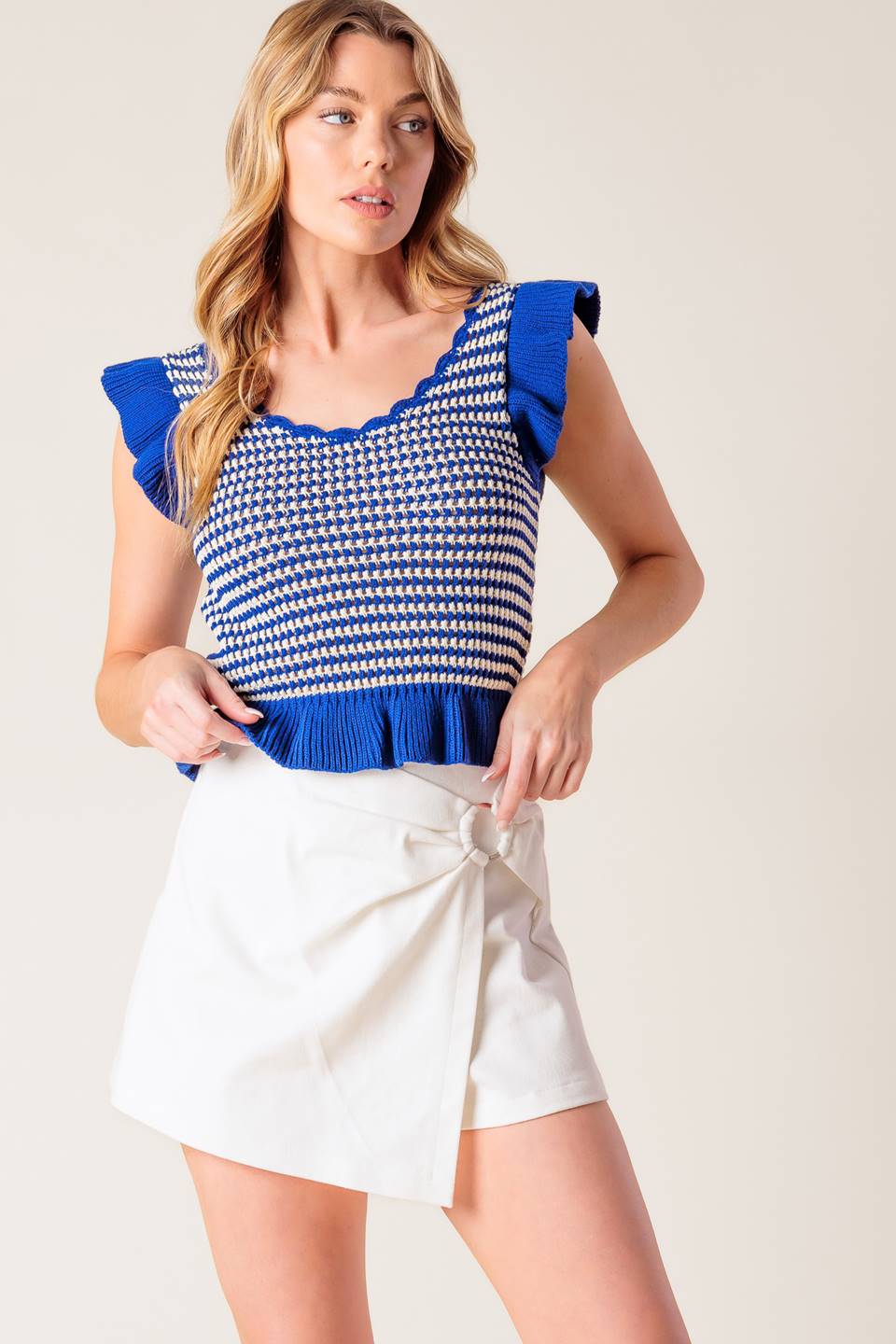 YOUNG AT HEART WHITE WOVEN SKORT Flying Tomato