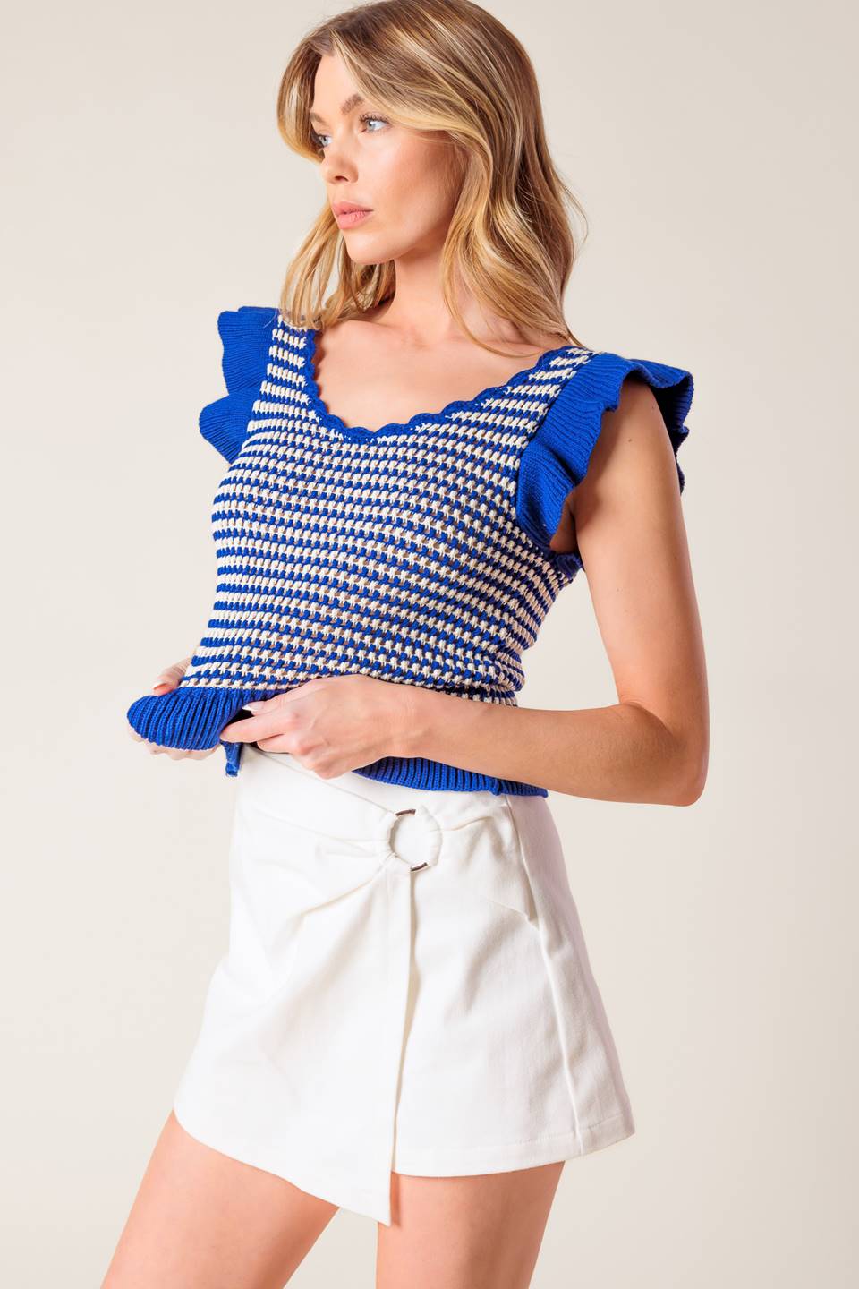 YOUNG AT HEART WHITE WOVEN SKORT Flying Tomato