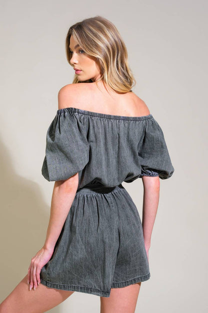 TINY TEMPTATIONS DENIM ROMPER