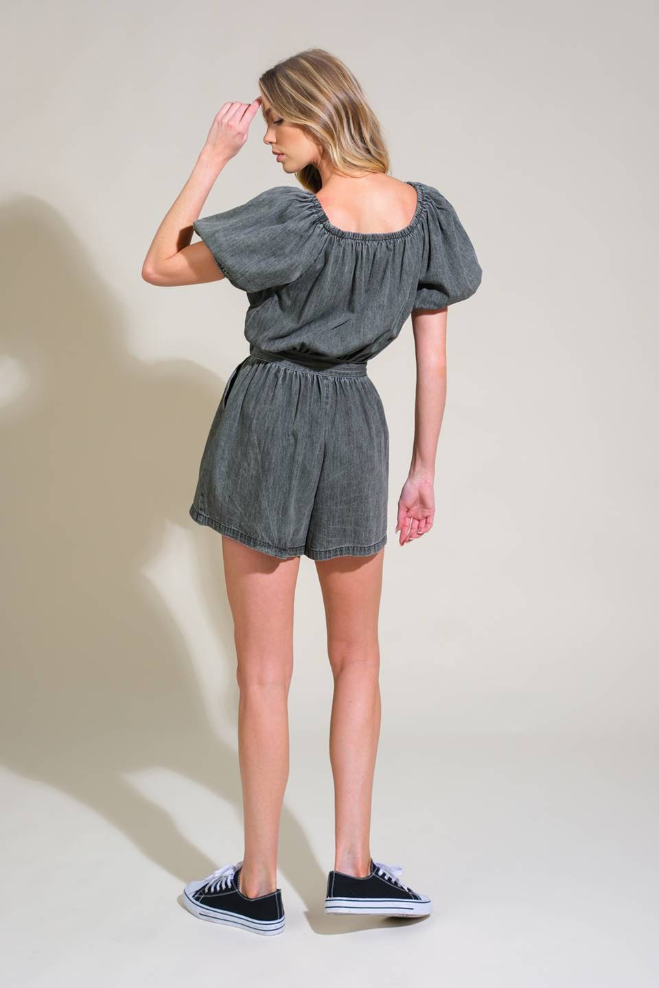 TINY TEMPTATIONS DENIM ROMPER Flying Tomato