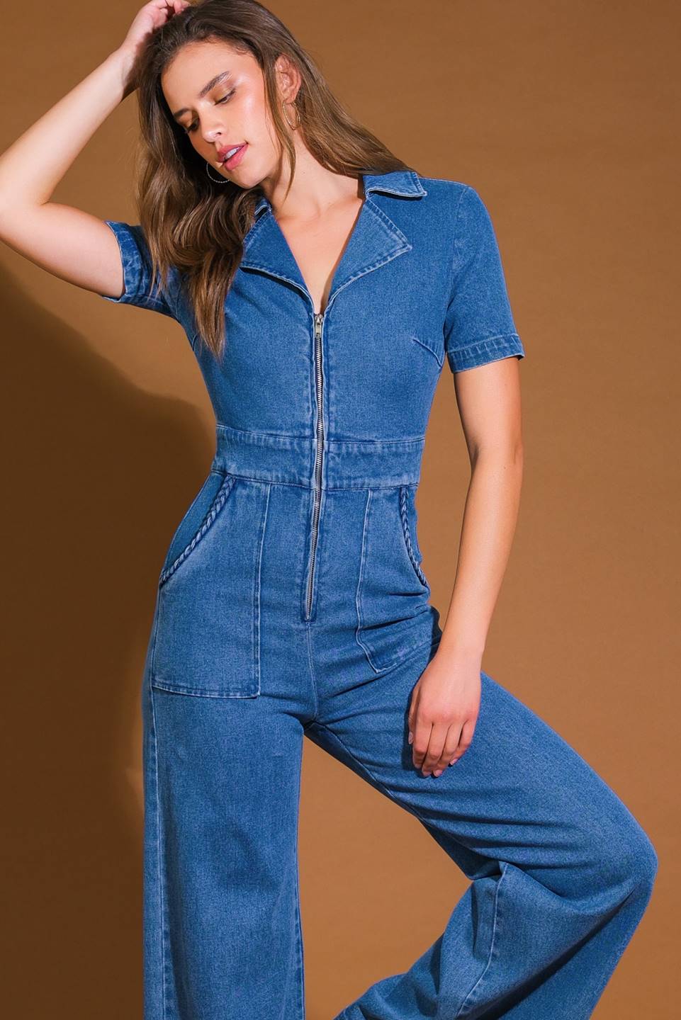 CATCH YOUR GAZE DENIM JUMPSUIT Flying Tomato