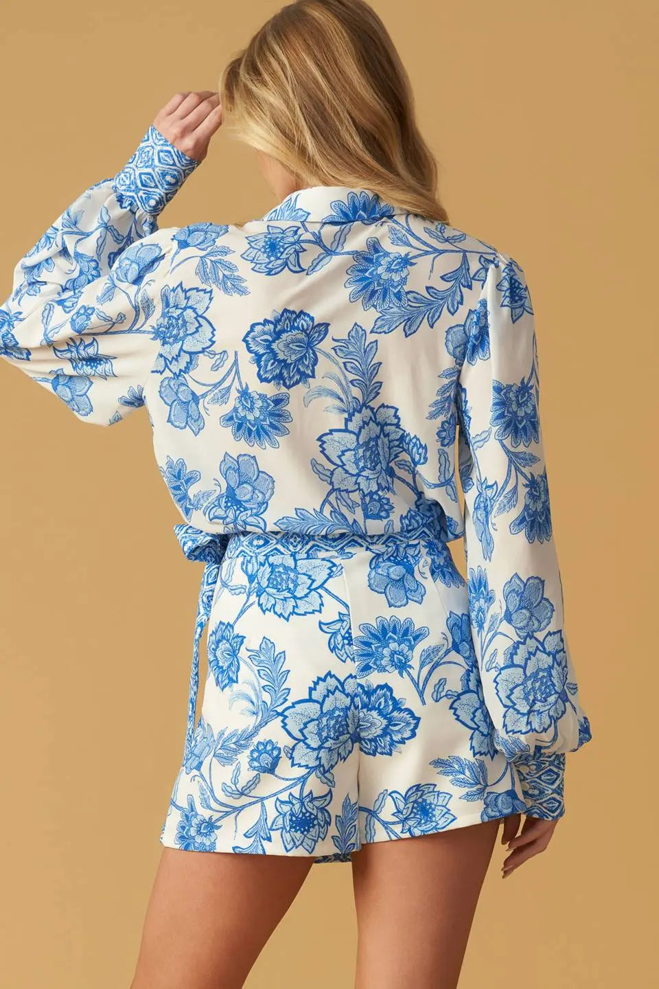 Lovely Darling Printed Woven Skort With Side Tie Zipper Closure Flying Tomato