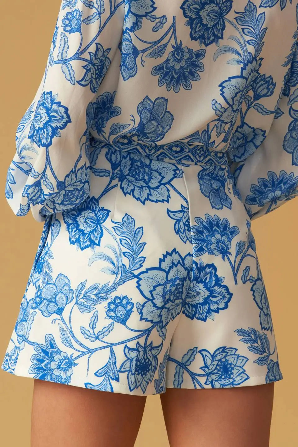 Lovely Darling Printed Woven Skort With Side Tie Zipper Closure Flying Tomato